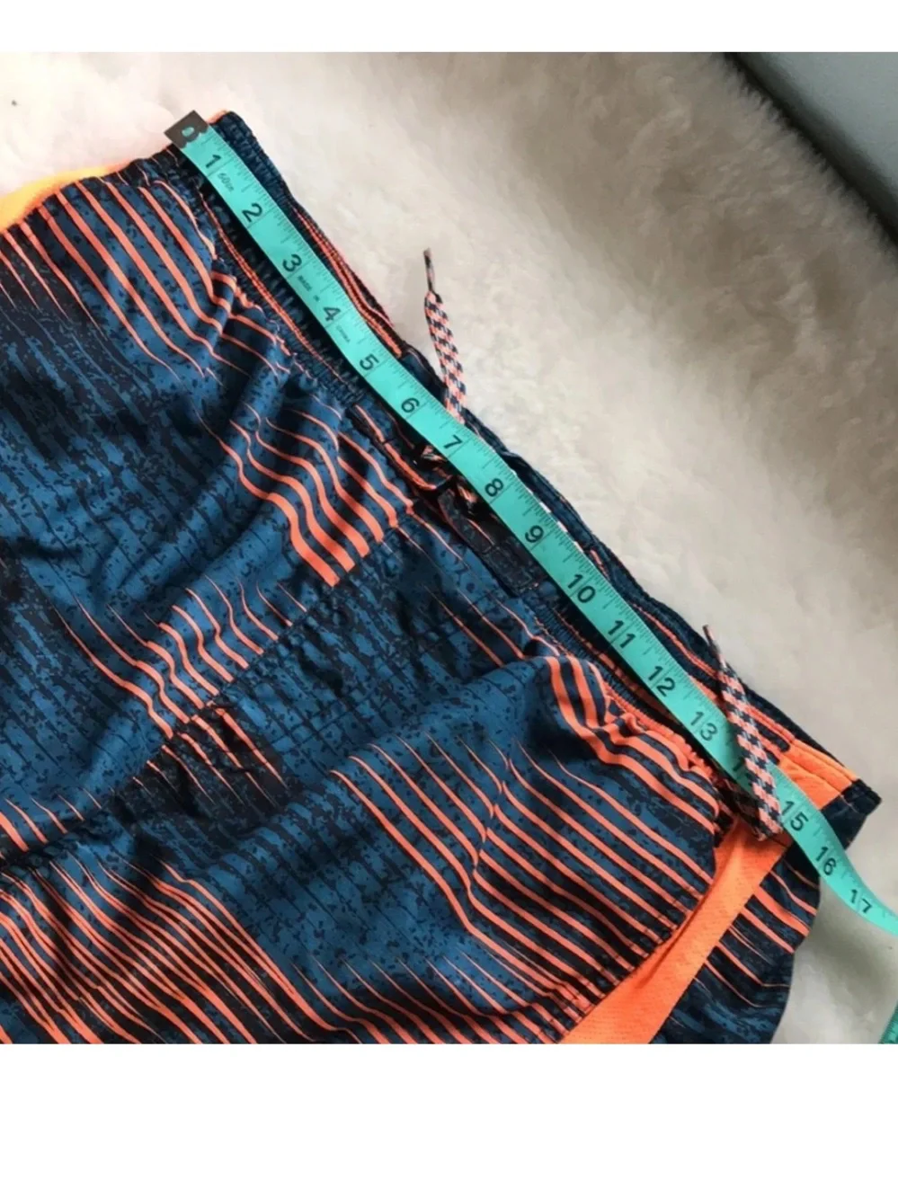 Nike teal orange modern stripe splatter board shorts L